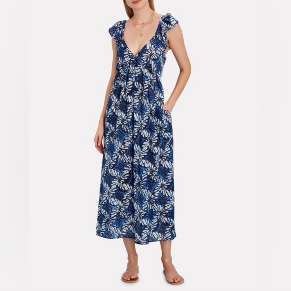 XiRENA Blue and White Floral Midi Dress